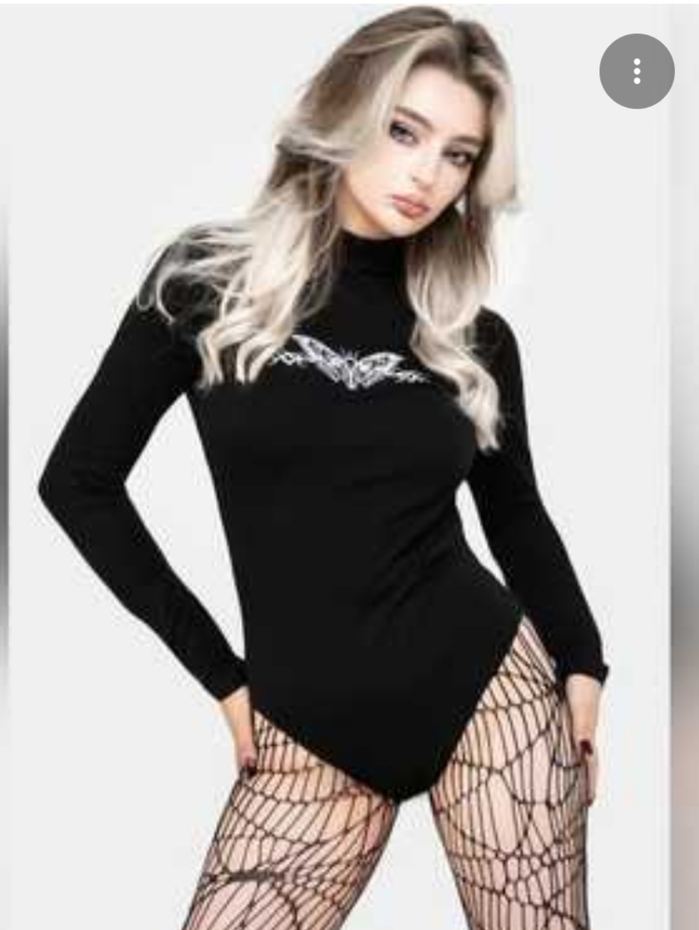 Disturbia Morda High Mock Neck jersey bodysuit death moth sz 14